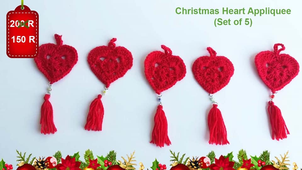 Christmas Tree red heart ornament